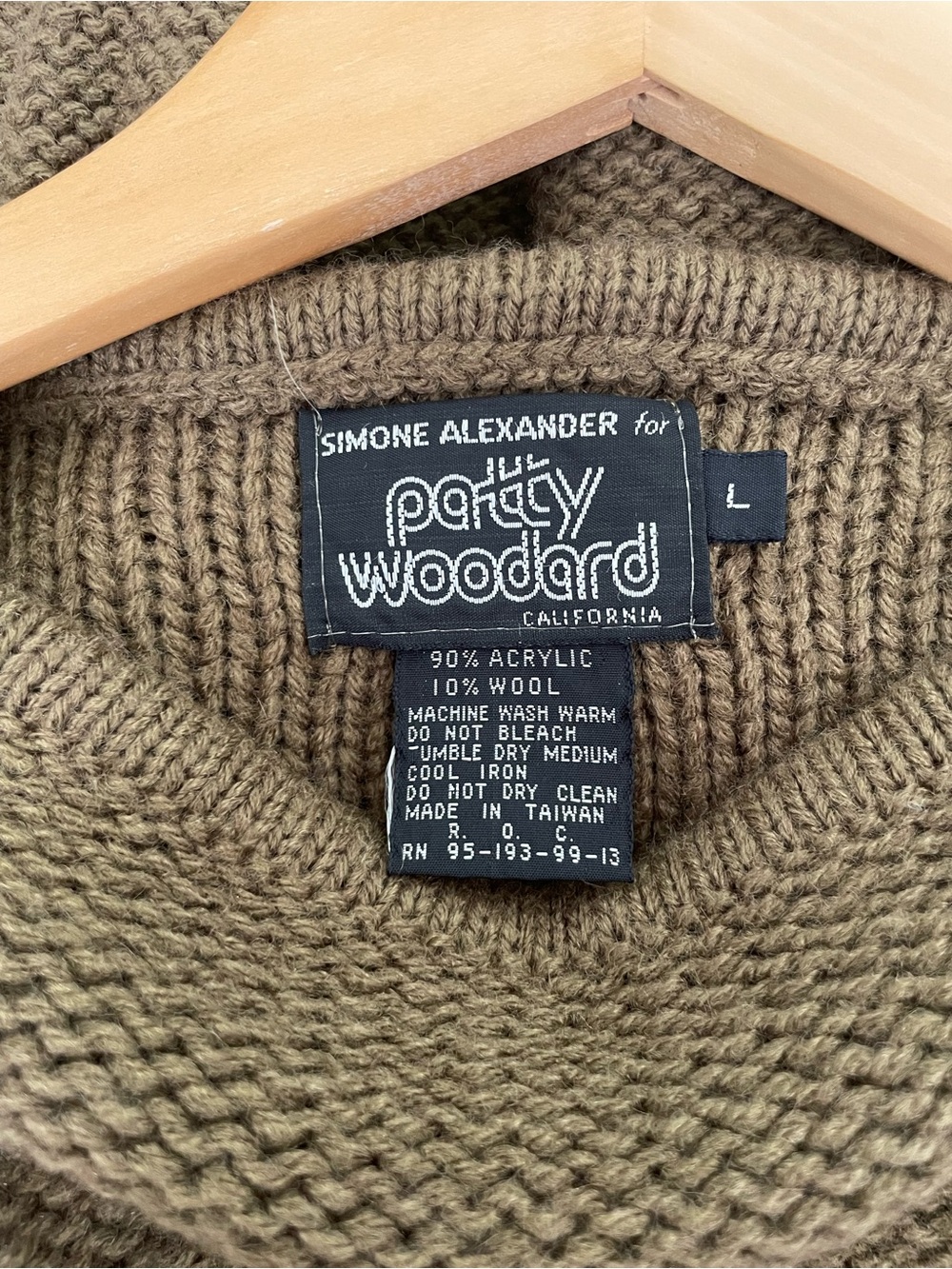 Vintage Crewneck Cable Knit Fall Brown Dark Academia Sweater Patty Woodard - Picture 4 of 5